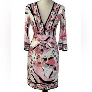 Boston Proper Tropic wave Shift Dress PINK MULTI SIZE 12.